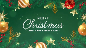 绿色 Christmas and New Year Greeting Digital Display Template