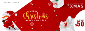 Red Christmas Promotion Facebook Cover Photo Template