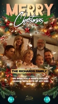 merry christmas family video card template Instagram Story