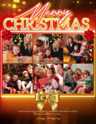 Merry Christmas from Family Photo Collage Template Ulotka (US Letter)