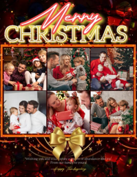 Black Family Christmas Photo Collage Рекламная листовка Template
