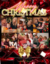 Noir Family Christmas Photo Collage Ulotka Template