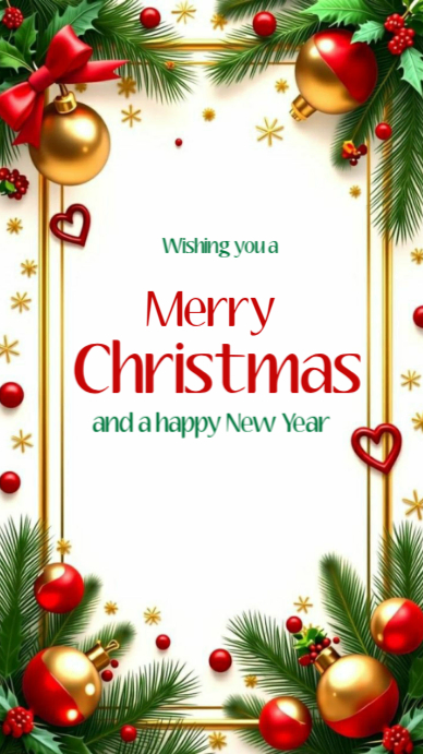 Copy of Merry Christmas Greeting Card Template | Festive Gold & Red ...