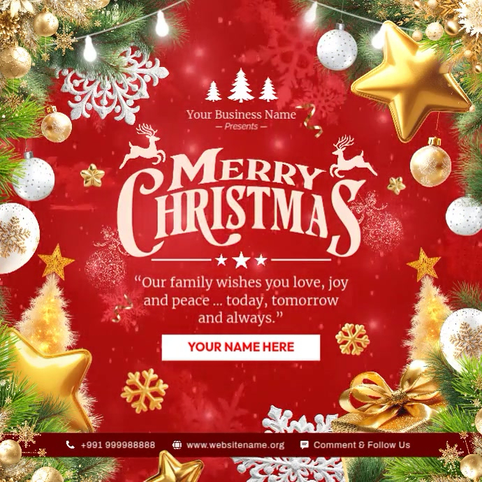 Merry Christmas Greeting Post Template | PosterMyWall