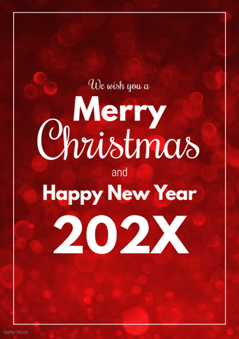 Merry Christmas happy new year Greeting Card Template | PosterMyWall
