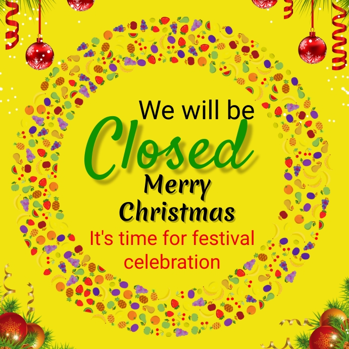merry christmas holiday store closed Template PosterMyWall
