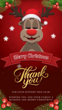Red Christmas Thank You Card Instagram Story Template
