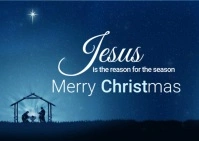 Merry Christmas Manger Postcard template