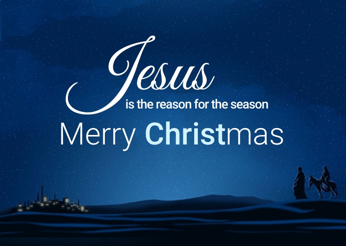 Merry Christmas Mary & Joseph Postcard template