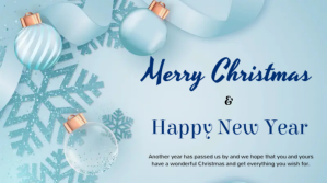 Blå Christmas and New Year Greeting Præsentation Template