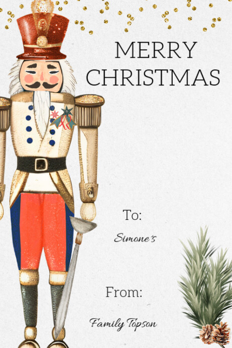 Merry Christmas Nutcracker tags Banner 4' × 6' template