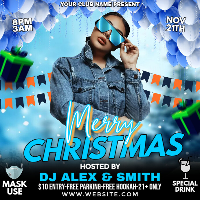 merry christmas party Instagram Post template