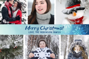 Merry Christmas Photo Collage Card Etiket template