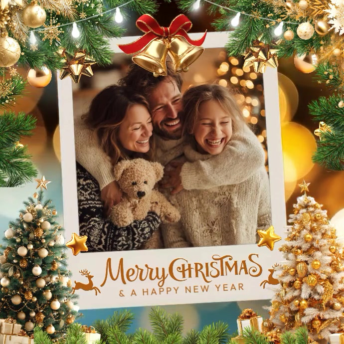 Merry Christmas Photo Greeting Post Template | PosterMyWall