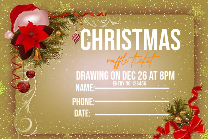 Merry Christmas Raffle Ticket Template | PosterMyWall
