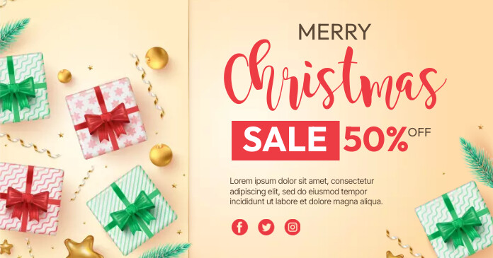 Merry Christmas Sale ภาพที่แชร์บน Facebook template