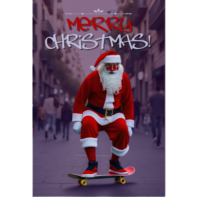 Merry Christmas-Skating Santa Template | PosterMyWall