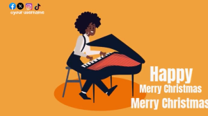 Orange Christmas Music Celebration Ekran reklamowy Template
