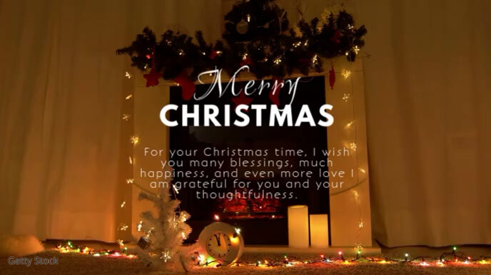 Merry Christmas Wishes Greeting Video Chimney Ecrã digital (16:9) template