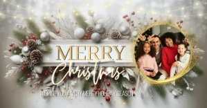merry christmas with photo facebook post template