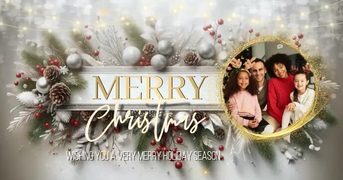 merry christmas with photo facebook post Template | PosterMyWall