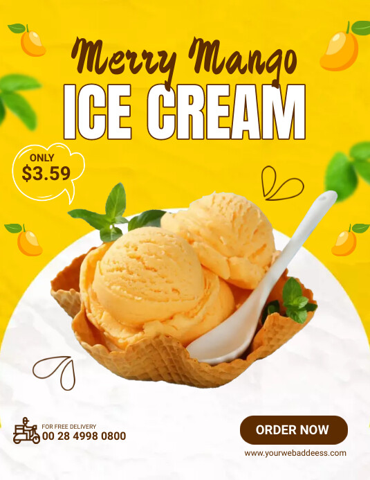 Merry Mango Ice Cream Flyer (US Letter) template