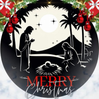 Black Christmas Nativity Scene Kwadrat Template