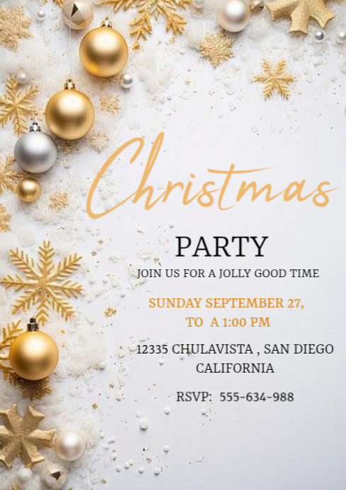 White Christmas Party A4 Template | PosterMyWall