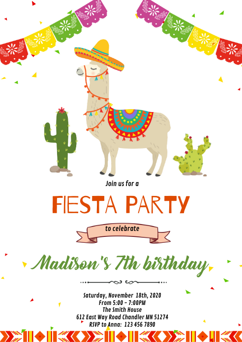 Modele Invitation Anniversaire Fiesta Mexicaine Lama Postermywall Modele Invitation Anniversaire Fiesta Mexicaine Lama Postermywall