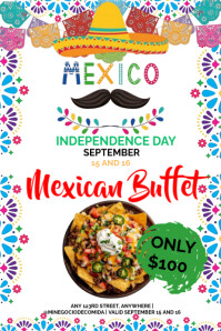 Mexican food invitation celebration 16 September Mexican buffet Póster template