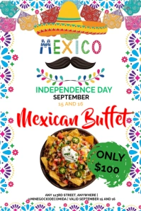Mexican food invitation celebration 16 September Mexican buffet Poster template