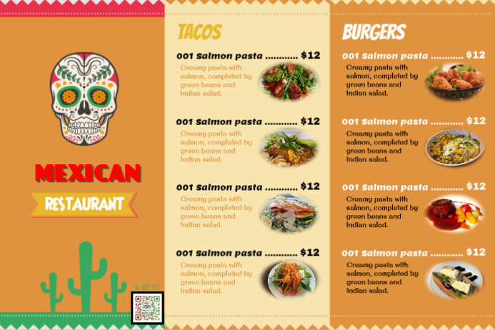 Mexican Food Menu Templates - With photo placeholders Poster