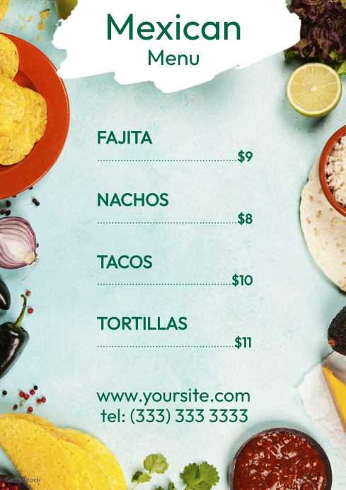 Mexican Menu Table A4 Printable List Template PosterMyWall