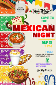 Mexican night invitation celebration temple editable flayer poster template