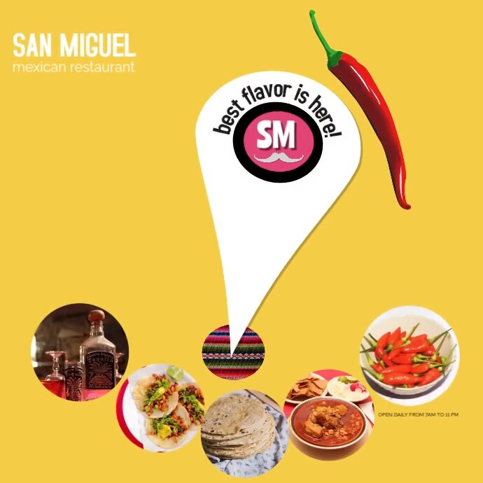 mexican restaurant, menus, bar, grill, mexico Wpis na Instagrama template
