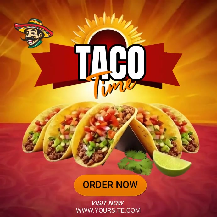 Mexican restaurant, taco, bar, fast food ad Wpis na Instagrama template