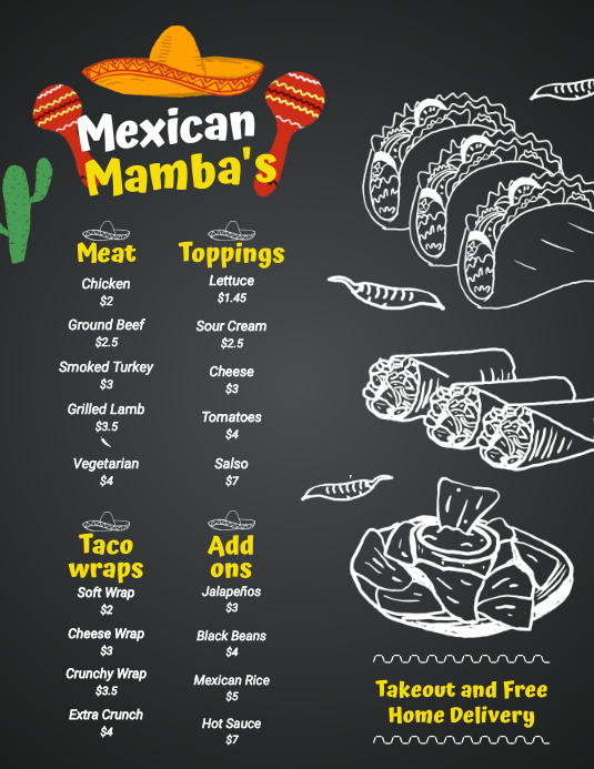 Plantilla De Restaurante Mexicano Restaurante Comida Para Llevar Entrega Postermywall