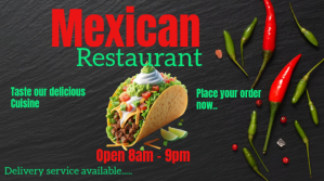 Mexican restaurant flyer Digitalt display (16:9) template
