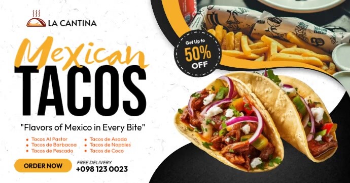 Mexican Tacos Facebook Gedeelde Prent template