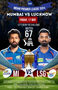 Mi vs lsg ipl match Poster Template Tabloid