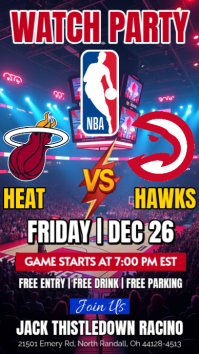 Miami Heat Vs Atlanta Hawks NBA 2025 Watch Party Instagram Story Template