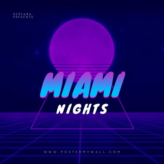 Miami Nights Retro CD Cover Template Обложка альбома