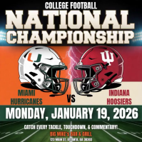 miami vs indiana. college football championship.  flyer. Instagram Post template