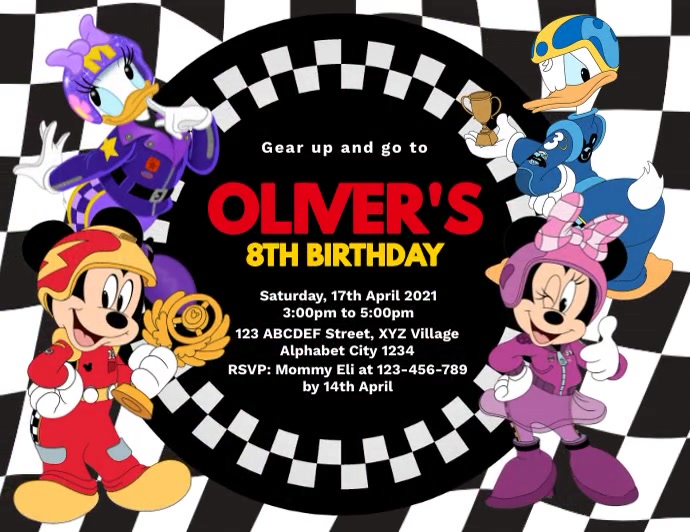 Mickey and the Roadster Racers Invitation Template PosterMyWall