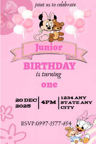 Mickey mouse baby birthday party flyer Pinterest Graphic template