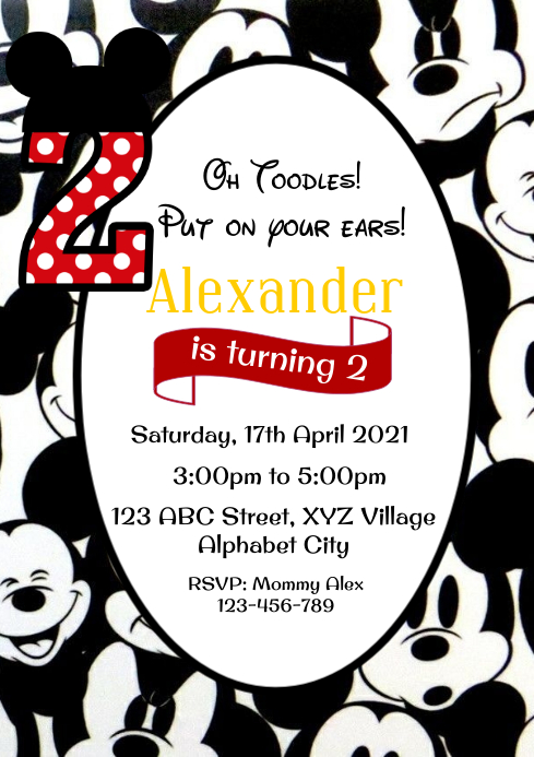 Modele Mickey Mouse Anniversaire Invitation Postermywall Modele Mickey Mouse Anniversaire Invitation Postermywall