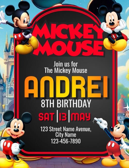 Mickey Mouse Birthday Invitation Template | PosterMyWall