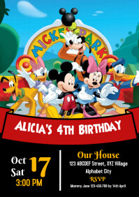 Hitam Children's Birthday Invitation A4 Template