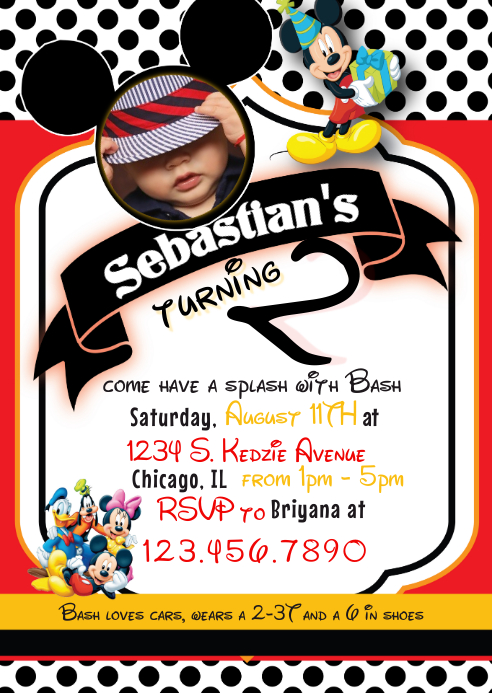 Modele Mickey Mouse Birthday Invitation Postermywall Modele Mickey Mouse Birthday Invitation Postermywall