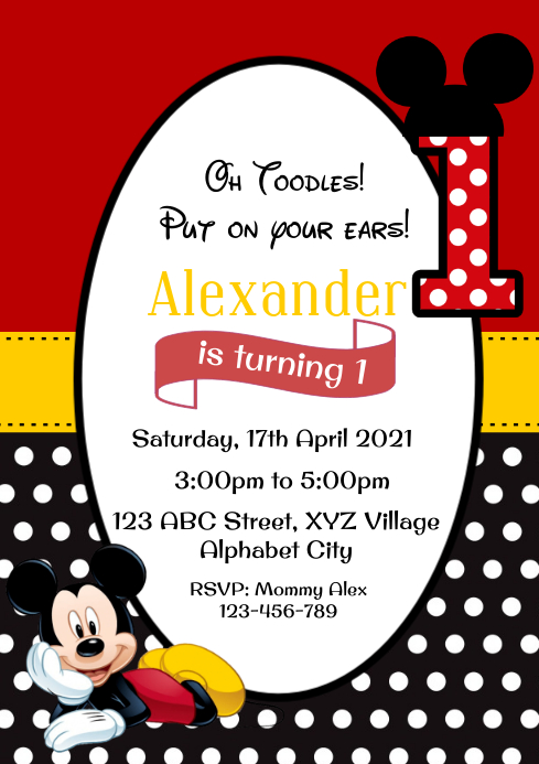 Modele Mickey Mouse Anniversaire Invitation Postermywall Modele Mickey Mouse Anniversaire Invitation Postermywall